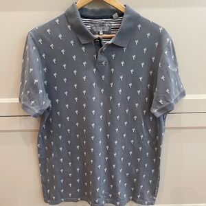Ted Baker Men's Size 4 Blue Polo Shirt with Palm Tree Print